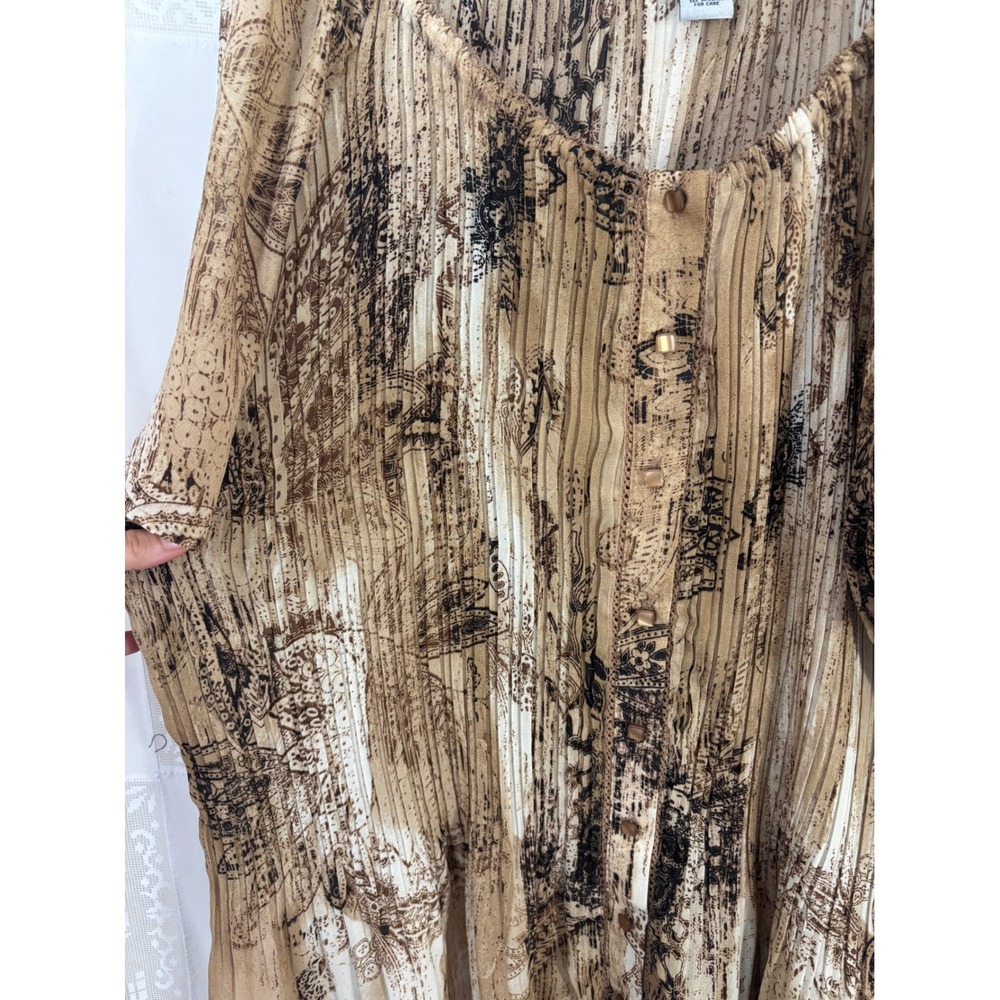 Brown Earth Tone Boho Western Whimsy Button Front Flowy Blouse Size 3X - Picture 5 of 16